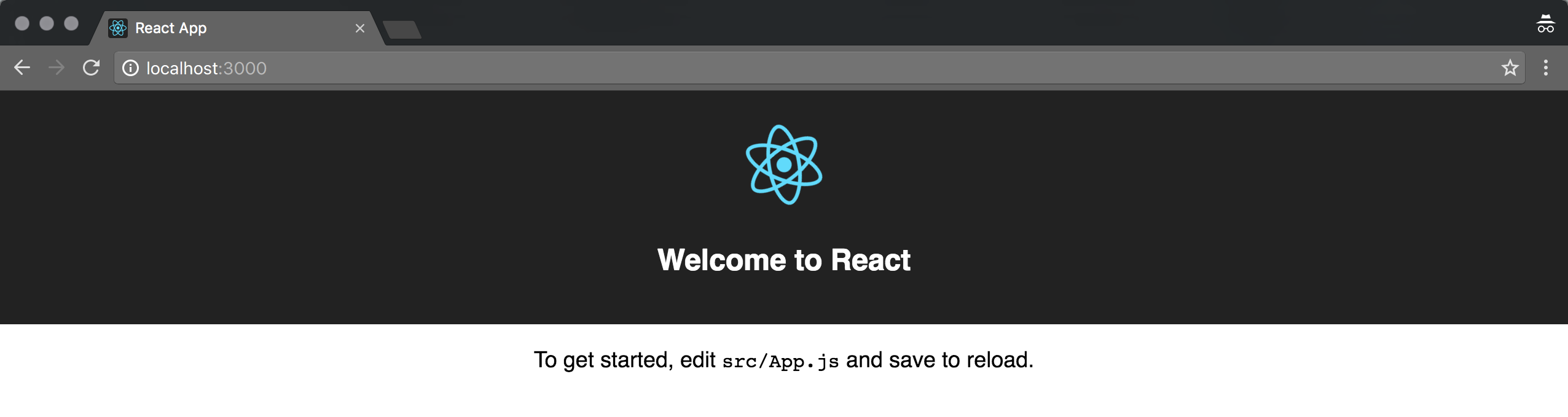 React App running